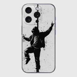 Чехол для iPhone 15 Pro силиконовый с защитой камеры Хип-хоп в чб