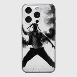 Чехол для iPhone 15 Pro силиконовый с защитой камеры Хип-хоп танец в черном дыму
