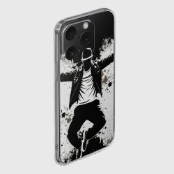 Чехол для iPhone 15 Pro Max силиконовый с защитой камеры Хип-хоп танец на черно-белом - фото 2