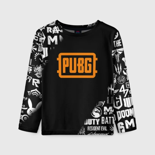 Детский лонгслив 3D Pubg логотипы игр