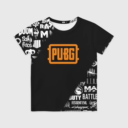 Детская футболка 3D Pubg логотипы игр