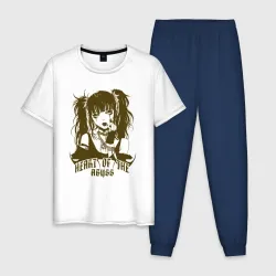 Мужская пижама с белой футболкой хлопок Heart of the abyss