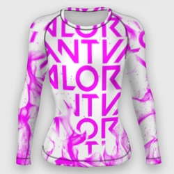 Женский рашгард 3D Valorant розовый огонь