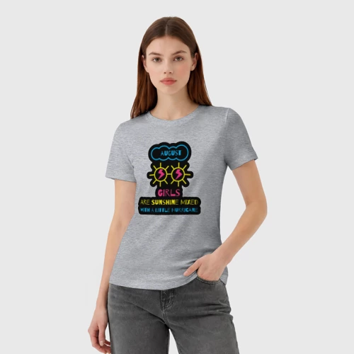 Женская футболка хлопок с принтом Девушки августа, фото на моделе #1
