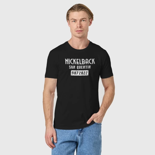 Мужская футболка хлопок с принтом Nickelback rock band, фото на моделе #1