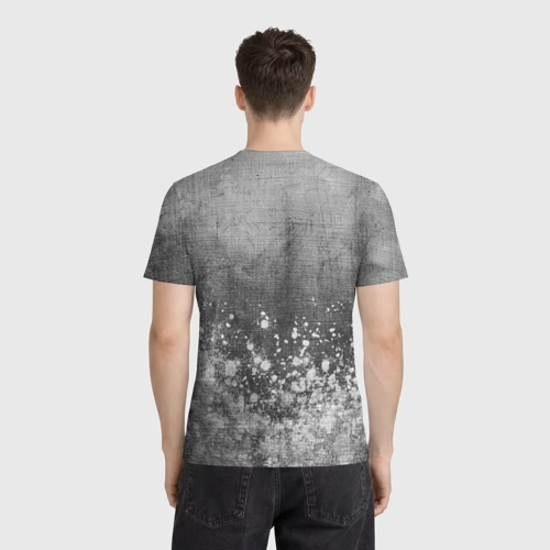 Мужская футболка 3D с принтом Valencia - grey gradient посередине, вид сзади #2
