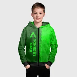 Детская толстовка 3D на молнии Apex Legends - green gradient по-вертикали - фото 2