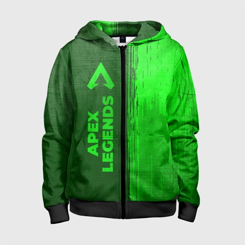 Детская толстовка 3D на молнии Apex Legends - green gradient по-вертикали