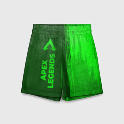 Детские спортивные шорты 3D Apex Legends - green gradient по-вертикали