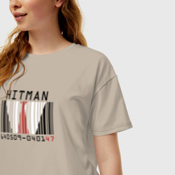 Женская футболка хлопок Oversize Hitman - штрих код  - фото 2
