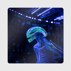 Магнит виниловый Квадрат Чужой с неоновой окраской