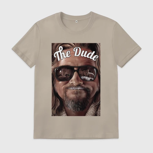 Мужская футболка хлопок с принтом Lebowski in sunglasses, вид спереди #2