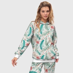 Женский костюм с толстовкой 3D Бохо паттерн в мятных тонах - фото 2