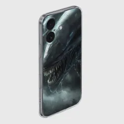 Чехол для iPhone 16 силиконовый с защитой камеры Чужой с открытой пастью  - фото 2
