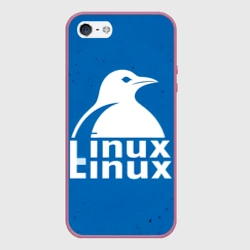 Чехол для iPhone 5/5S матовый Linux на синем