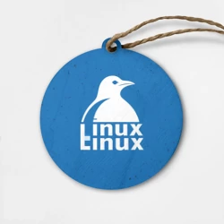 Деревянная игрушка круг Linux на синем