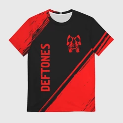 Мужская футболка 3D Deftones - red gradient вертикально
