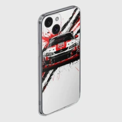 Чехол для iPhone 15 силиконовый с защитой камеры Гоночный автомобиль - фото 2