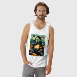 Мужская майка хлопок Мона Лиза под водой - дайвинг - фото 2