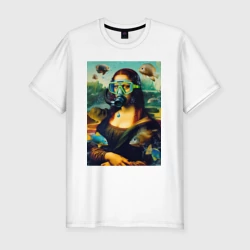 Мужская футболка хлопок Slim Мона Лиза под водой - дайвинг