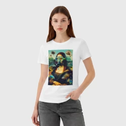 Женская футболка хлопок Мона Лиза под водой - дайвинг - фото 2