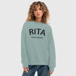 Женский свитшот oversize без начеса хлопок Rita never alone - motto - фото 2