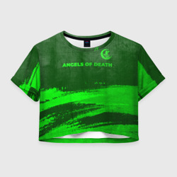 Женская футболка Crop-top 3D Angels of Death - green gradient посередине