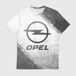 Мужская футболка 3D Opel - white gradient