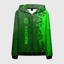 Мужская толстовка 3D на молнии Nickelback - green gradient по-вертикали