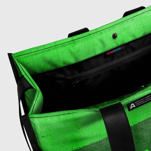 Сумка-шоппер 3D с принтом Within Temptation - green gradient по-горизонтали, вид сбоку #3