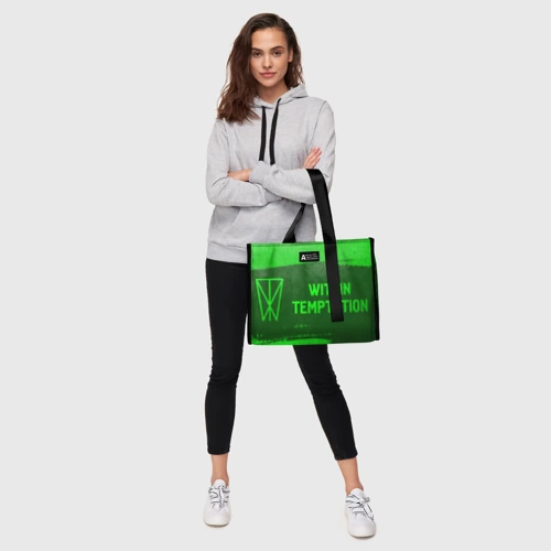 Сумка-шоппер 3D с принтом Within Temptation - green gradient по-горизонтали, фото #5
