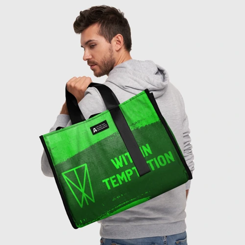 Сумка-шоппер 3D с принтом Within Temptation - green gradient по-горизонтали, фото #6