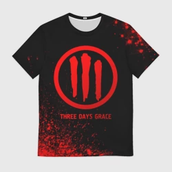 Мужская футболка 3D Three Days Grace - red gradient