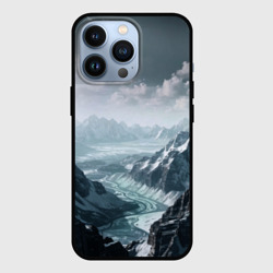Чехол для iPhone 13 Pro Река горный пейзаж дымчатый синий