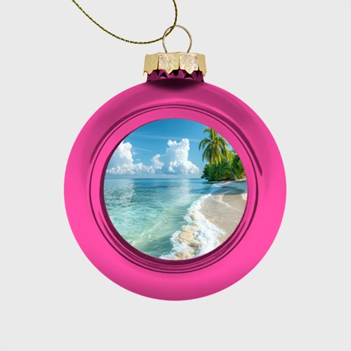 Ёлочный шар стеклянный/пластиковый Beach island