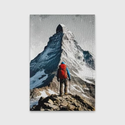 Обложка для паспорта матовая кожа Альпинизм на сером