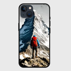 Чехол для iPhone 14 Альпинизм на сером