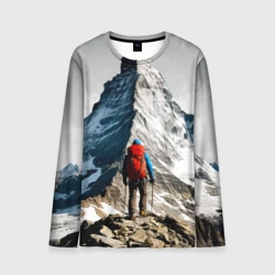 Мужской лонгслив 3D Альпинизм на сером