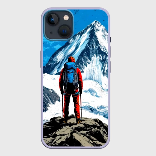 Чехол для iPhone 14 Альпинизм на синем