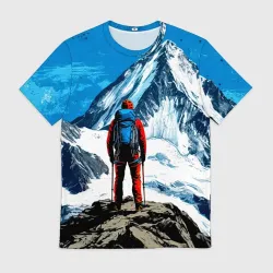 Мужская футболка 3D Альпинизм на синем