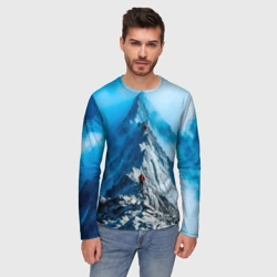 Мужской лонгслив 3D Альпинизм в синем дыму - фото 2