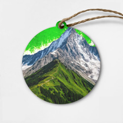 Деревянная игрушка круг Зелено-белая гора