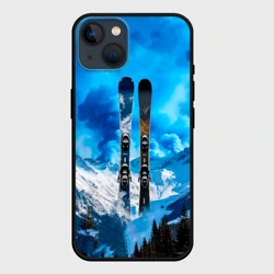 Чехол для iPhone 14 Горные лыжи и синий дым