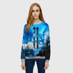 Женский свитшот 3D Горные лыжи и синий дым - фото 2