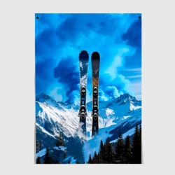 Постер Горные лыжи и синий дым