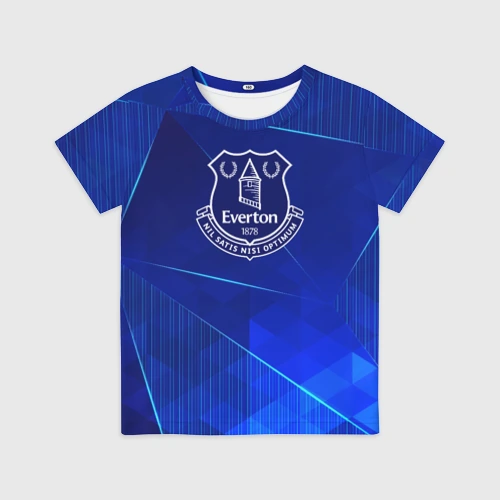 Детская футболка 3D с принтом Everton blue poly, вид спереди #2