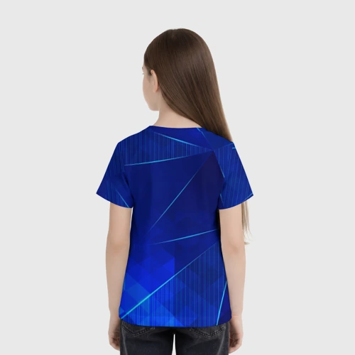 Детская футболка 3D с принтом Everton blue poly, вид сзади #2