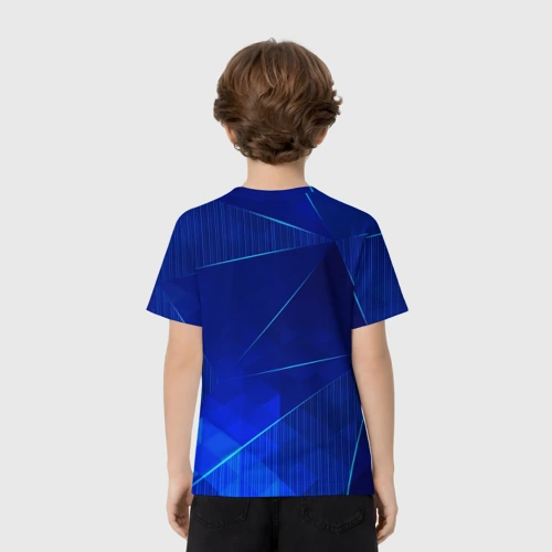 Детская футболка 3D с принтом Everton blue poly, вид сзади #2
