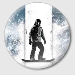 Значок Сноубордист в зимних горах