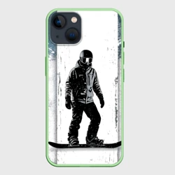Чехол для iPhone 14 Сноубордист в зимних горах